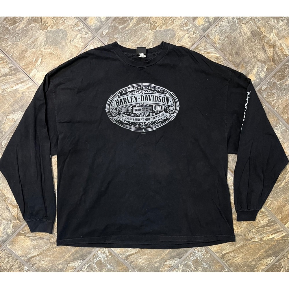 Harley-Davidson T-Shirt Mens 5XL Black Smoky Mountain Long Sleeve Graphic Tee